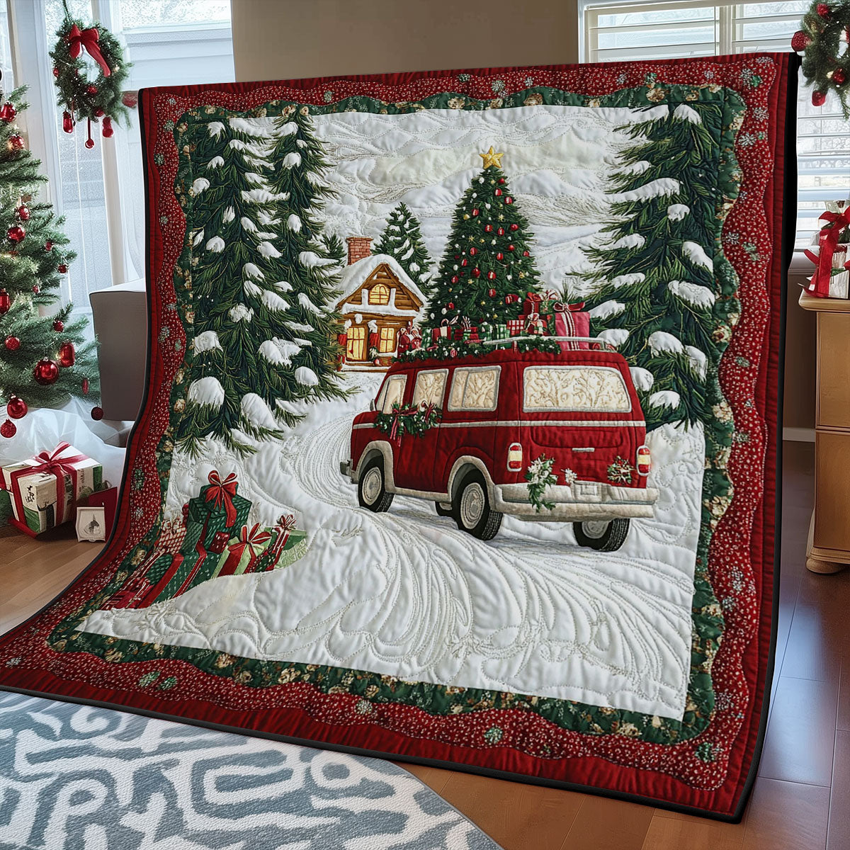 Festive Journey Quilt Blanket Winter Blanket Christmas Gifts For Newlyweds