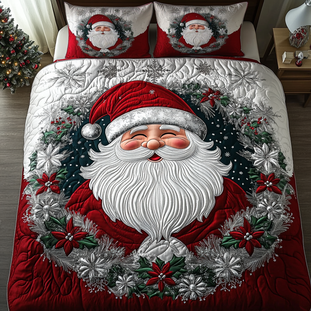 Festive Joy Quilted Bedding Set Holiday Duvet Cover Set Family Christmas Present Ideas