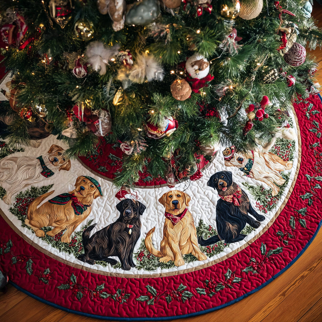 Festive Labrador Retriever Quilted Christmas Tree Skirt Labrador Tree Skirt Xmas Gifts Ideas