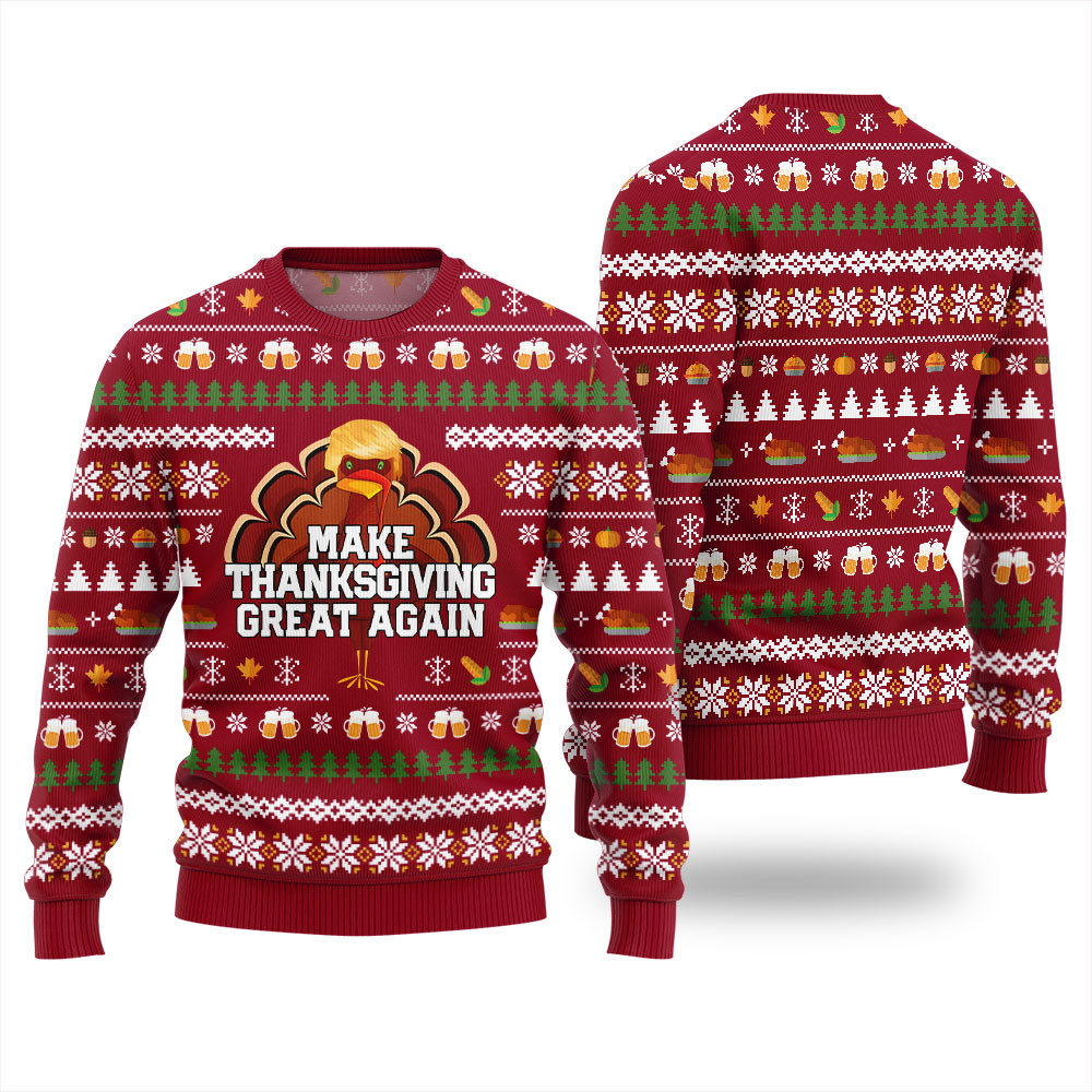 Festive Make Thanksgiving Great Again Funny Sweater Red Holiday Gift Merch That Everyone Will Adore