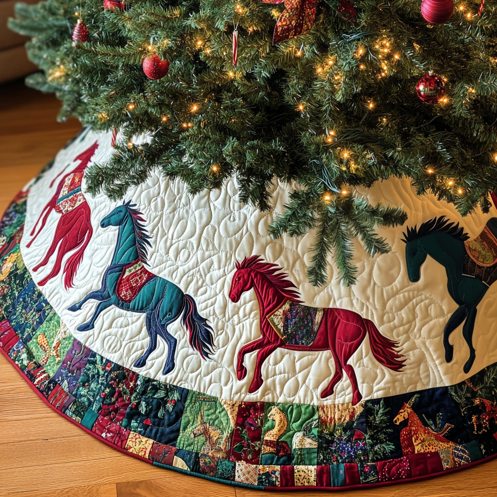 Festive Mane Quilted Tree Skirt Classic Christmas Home Decor