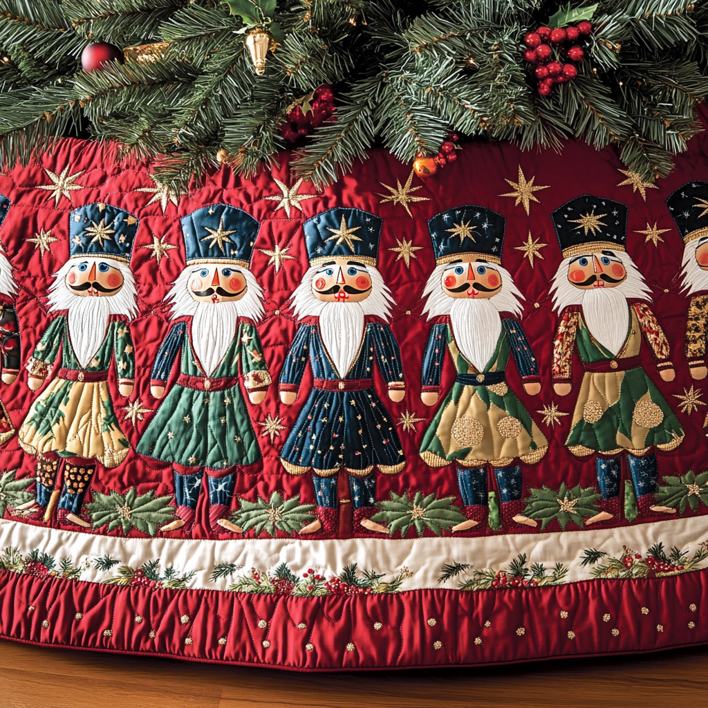 Festive March Quilted Christmas Tree Skirt Merry And Bright Holiday Decor