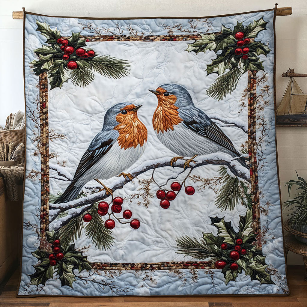 Festive Nest European Robin Quilt Perfect Quilt Blanket Gift for Family and Friends
