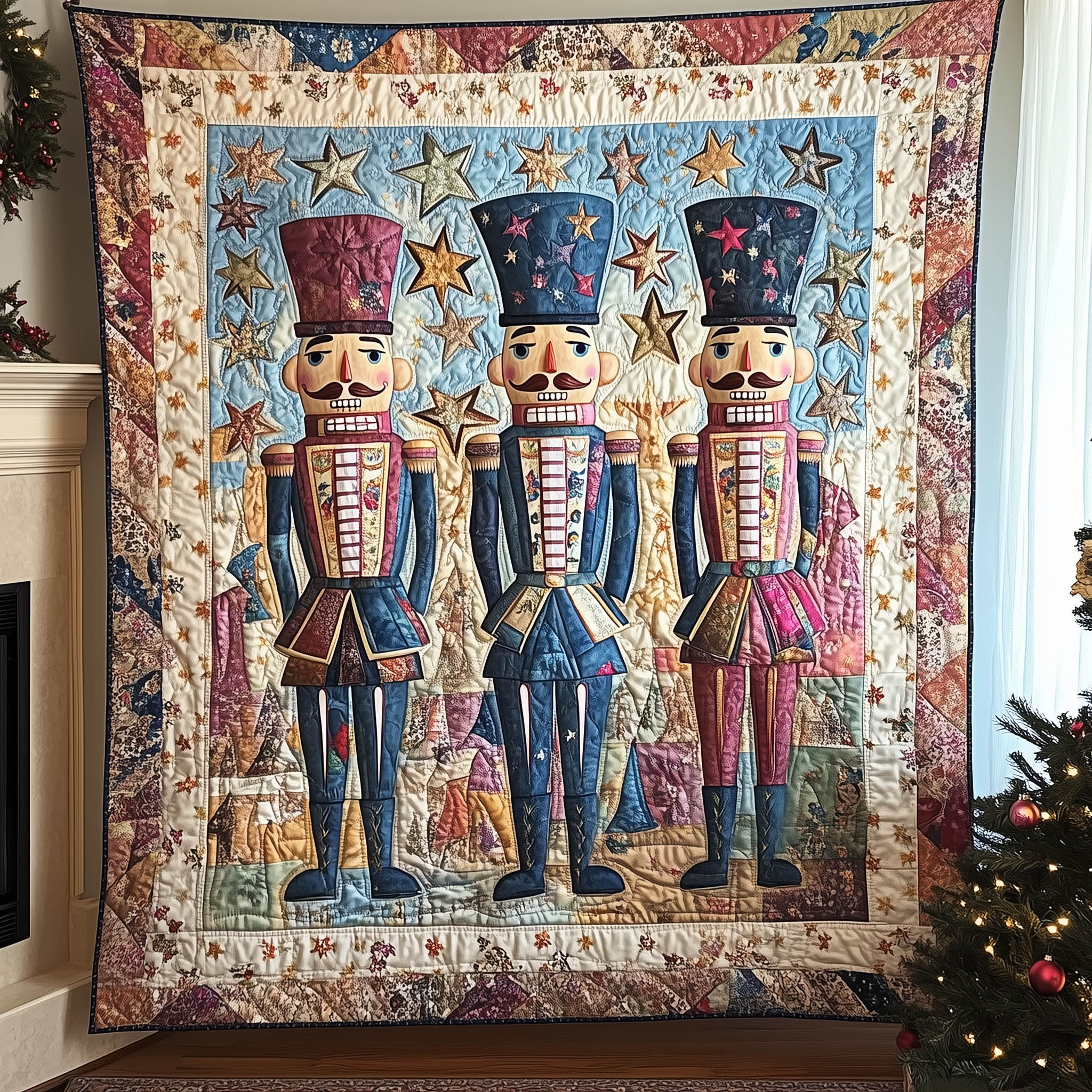 Festive Nutcracker Quilted Blanket Cute Christmas Blankets