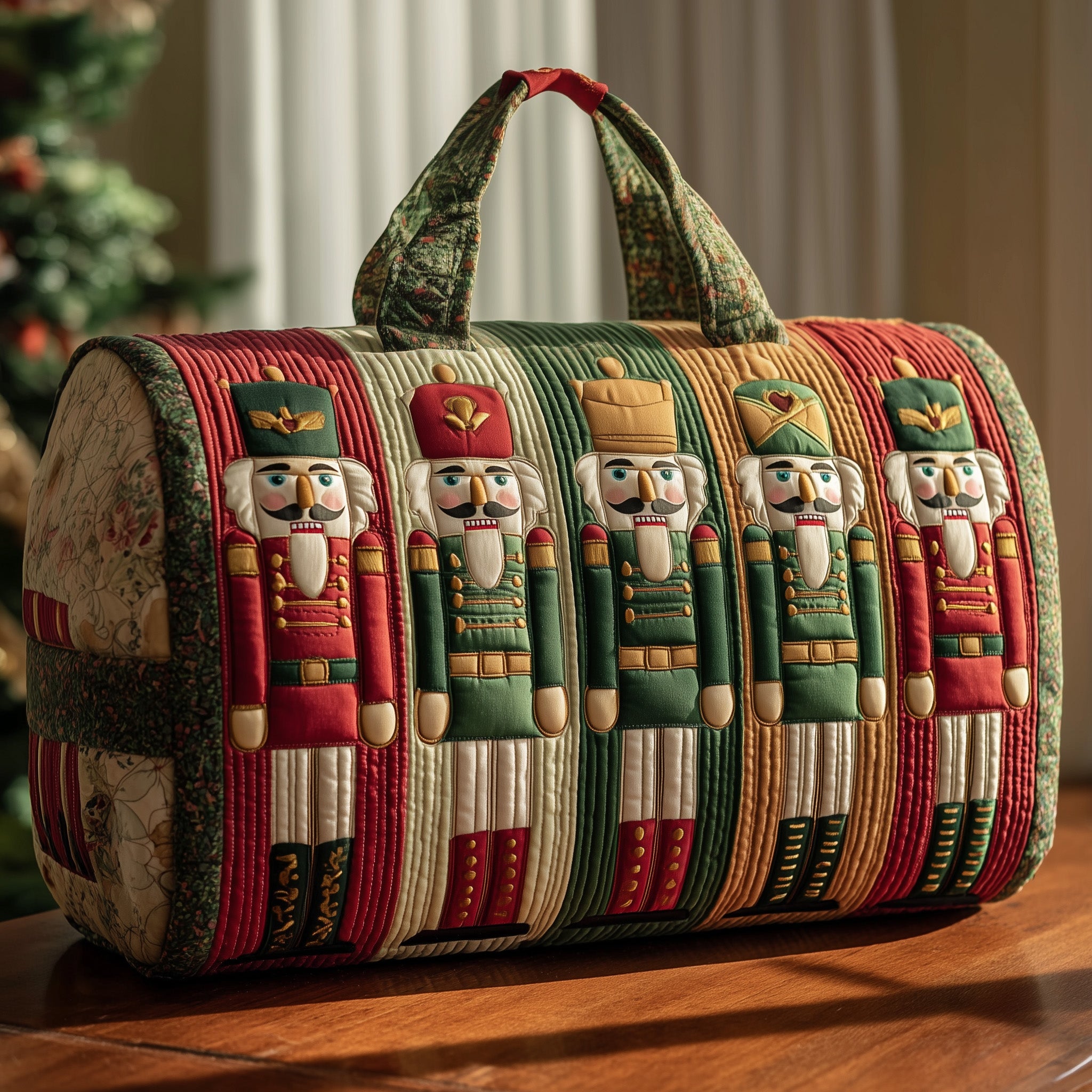 Festive Nutcracker Quilted Dufle Bag Holiday Gift Idea