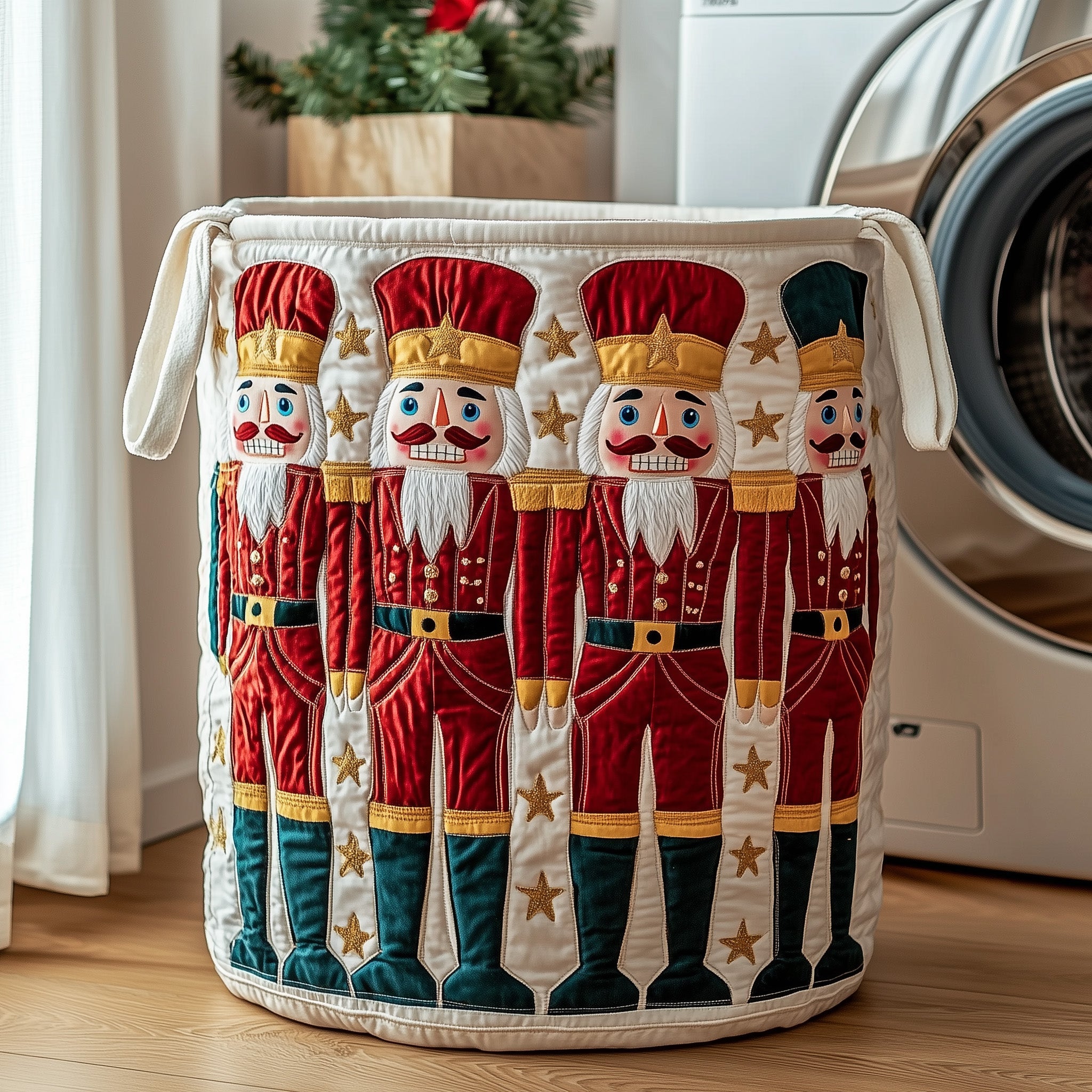 Festive Nutcracker Quilted Laundry Basket Merch For Home And Bedroom