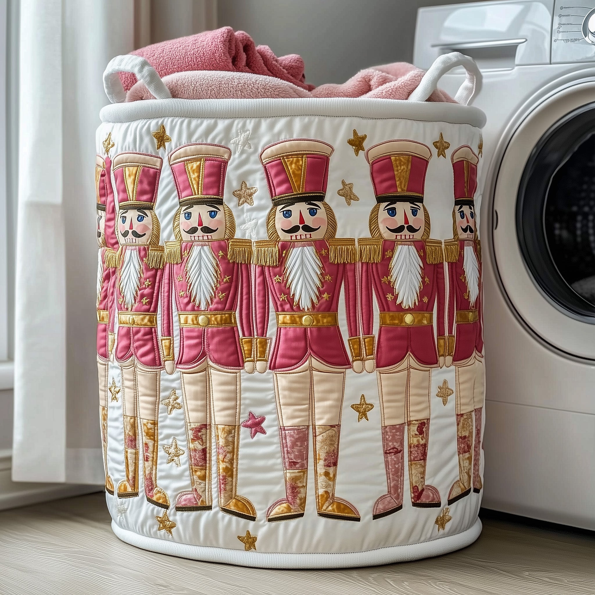 Festive Nutcracker Quilted Laundry Basket Merch For Home And Living