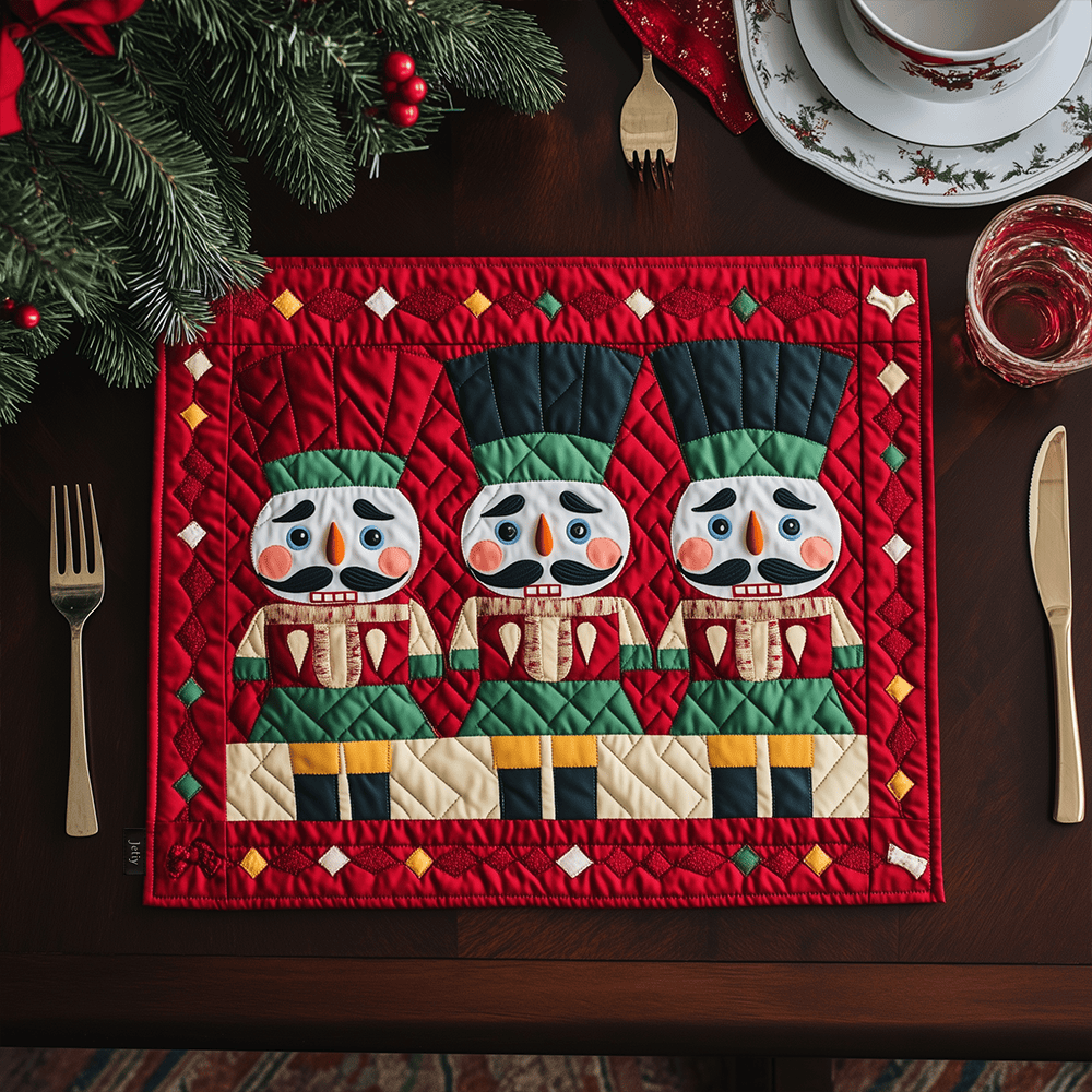 Festive Nutcracker Quilted Place Mat Modern Dining Placemat Nutcracker Christmas Gifts
