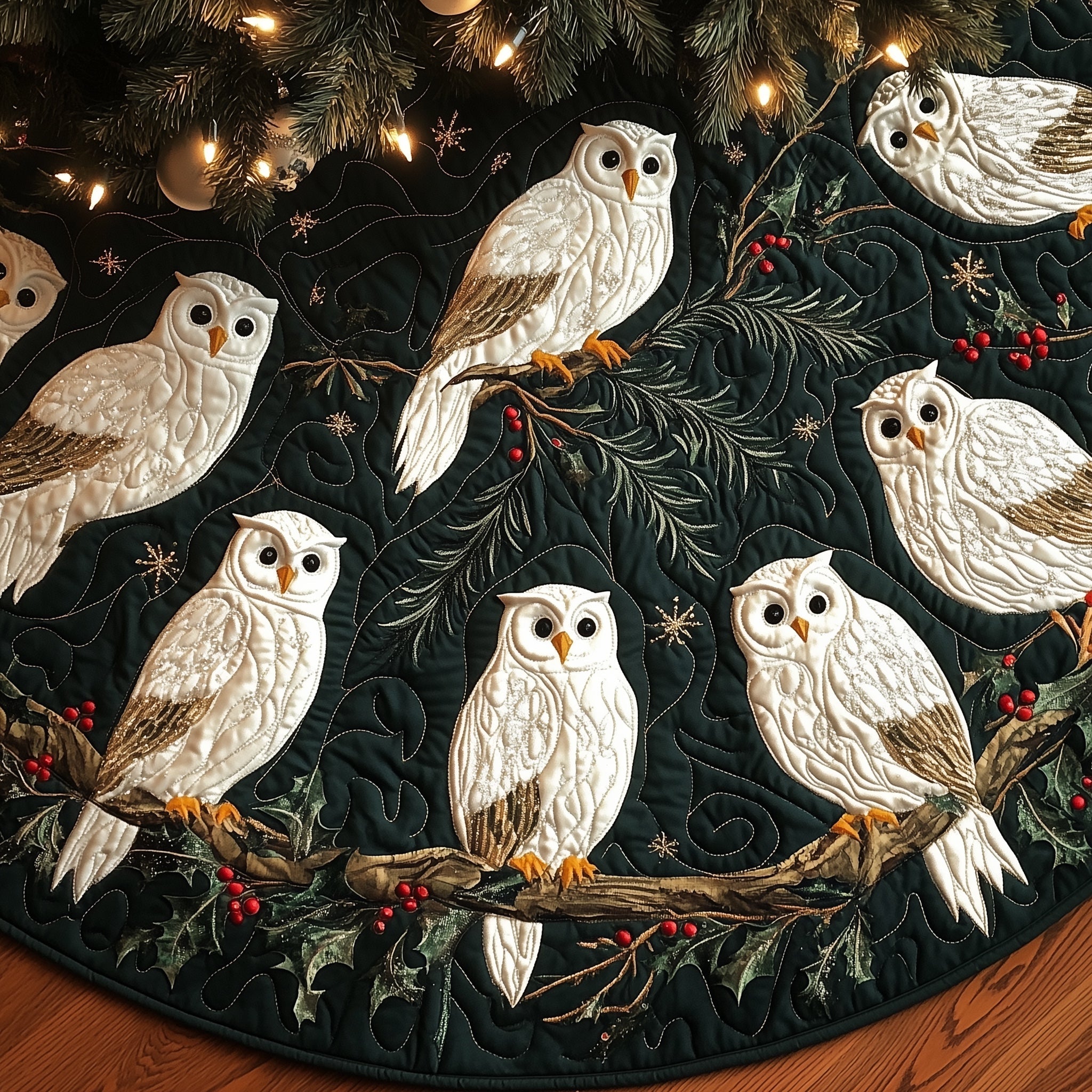 Festive Owl Quilted Tree Skirt Festive Tree Skirt Gift Choice