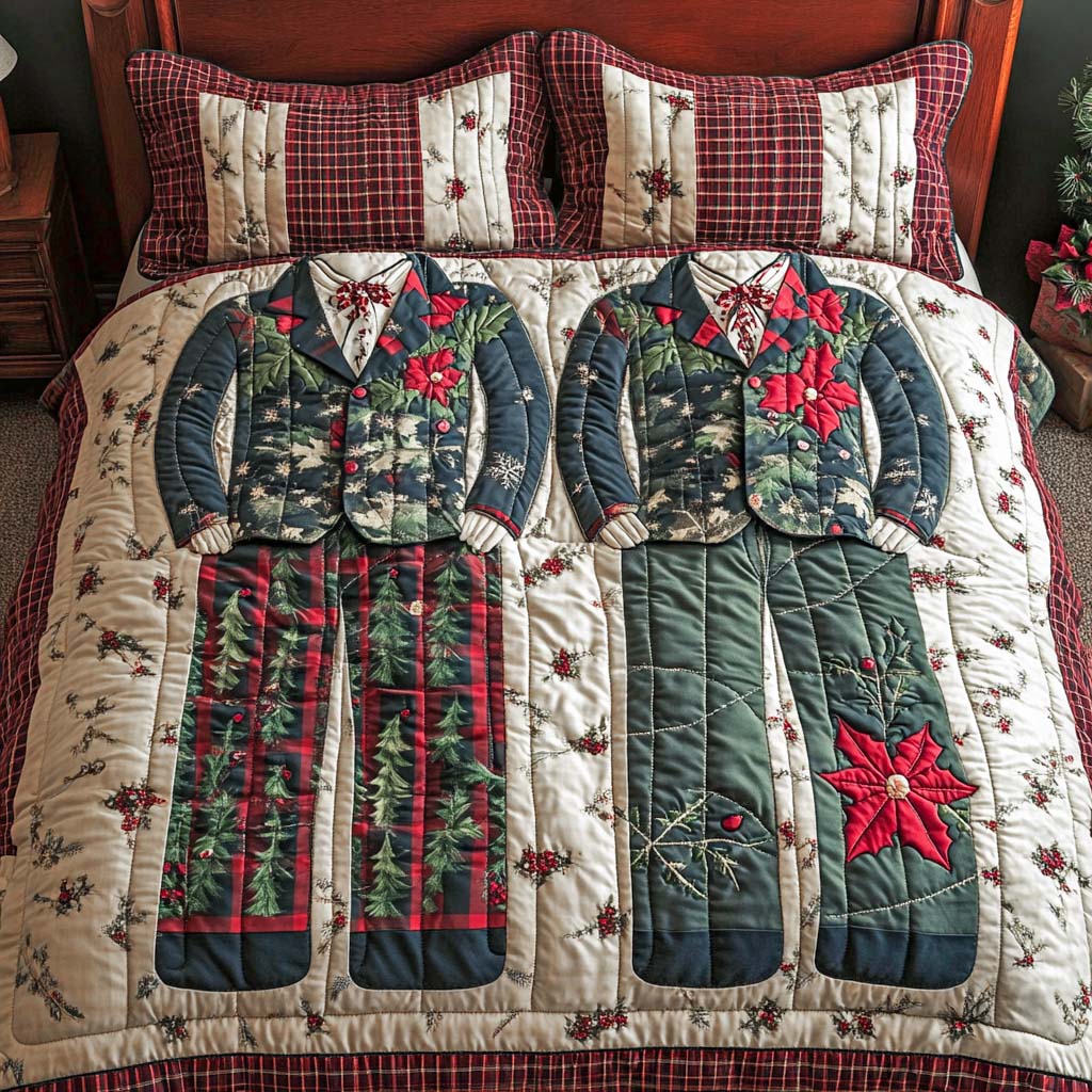 Festive Pajamas Quilted Bedding Set Trendy Bedding Merch for Modern Homes