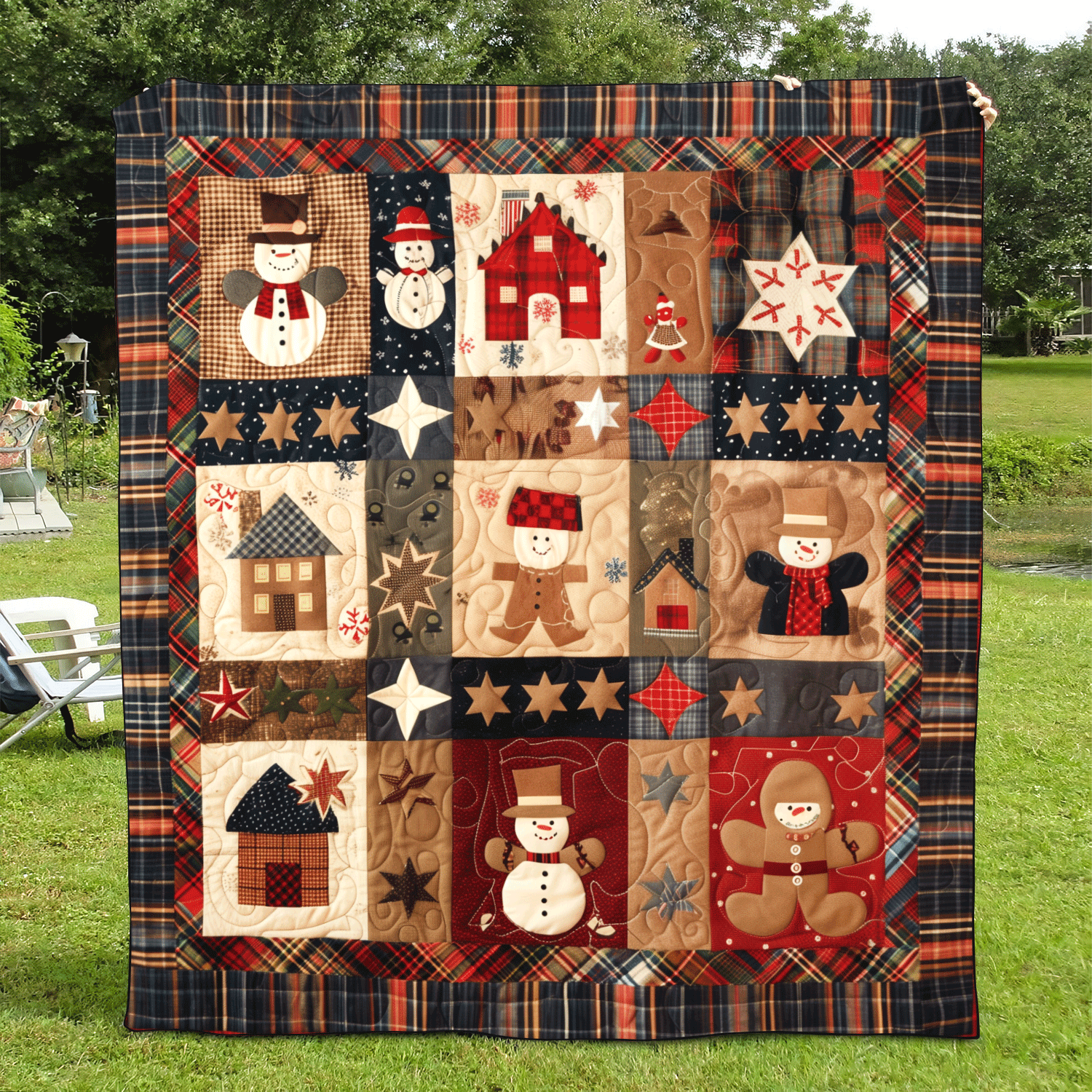 Festive Patchwork Quilted Blanket Xmas Gifts For Men