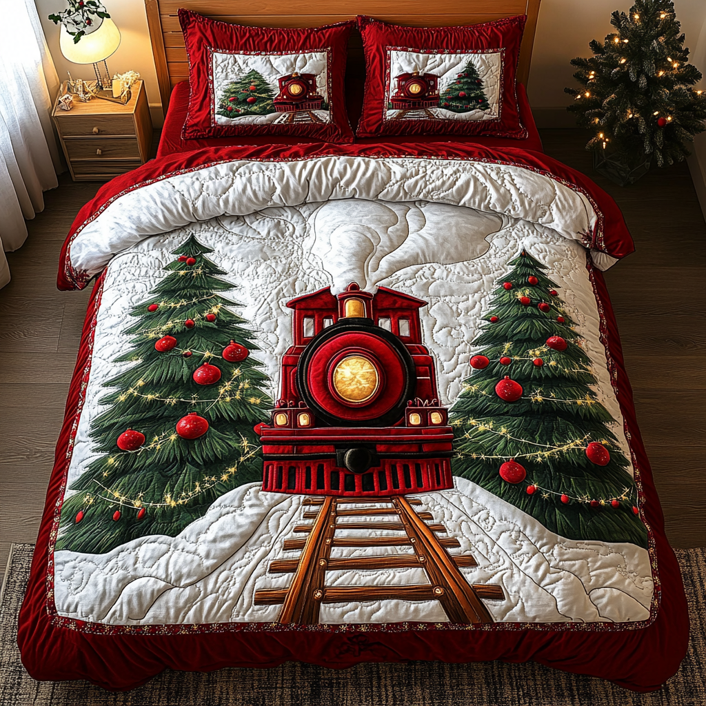 Festive Path Quilted Bedding Set Xmas Duvet Sets Gifts For Men Who Have Everything