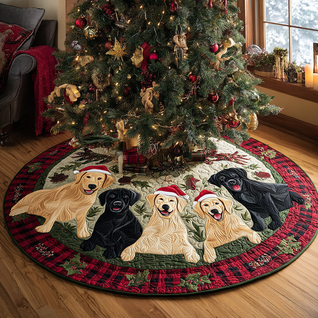 Festive Paws Christmas Quilted Tree Skirt Xmas Tree Decor Labrador Themed Gifts