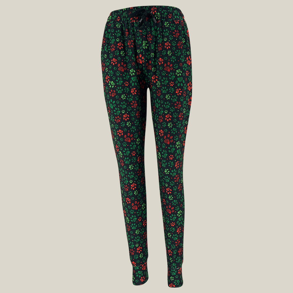 Festive Paws Leggings Christmas Pattern Holiday Clothing Presents For Gym Lovers