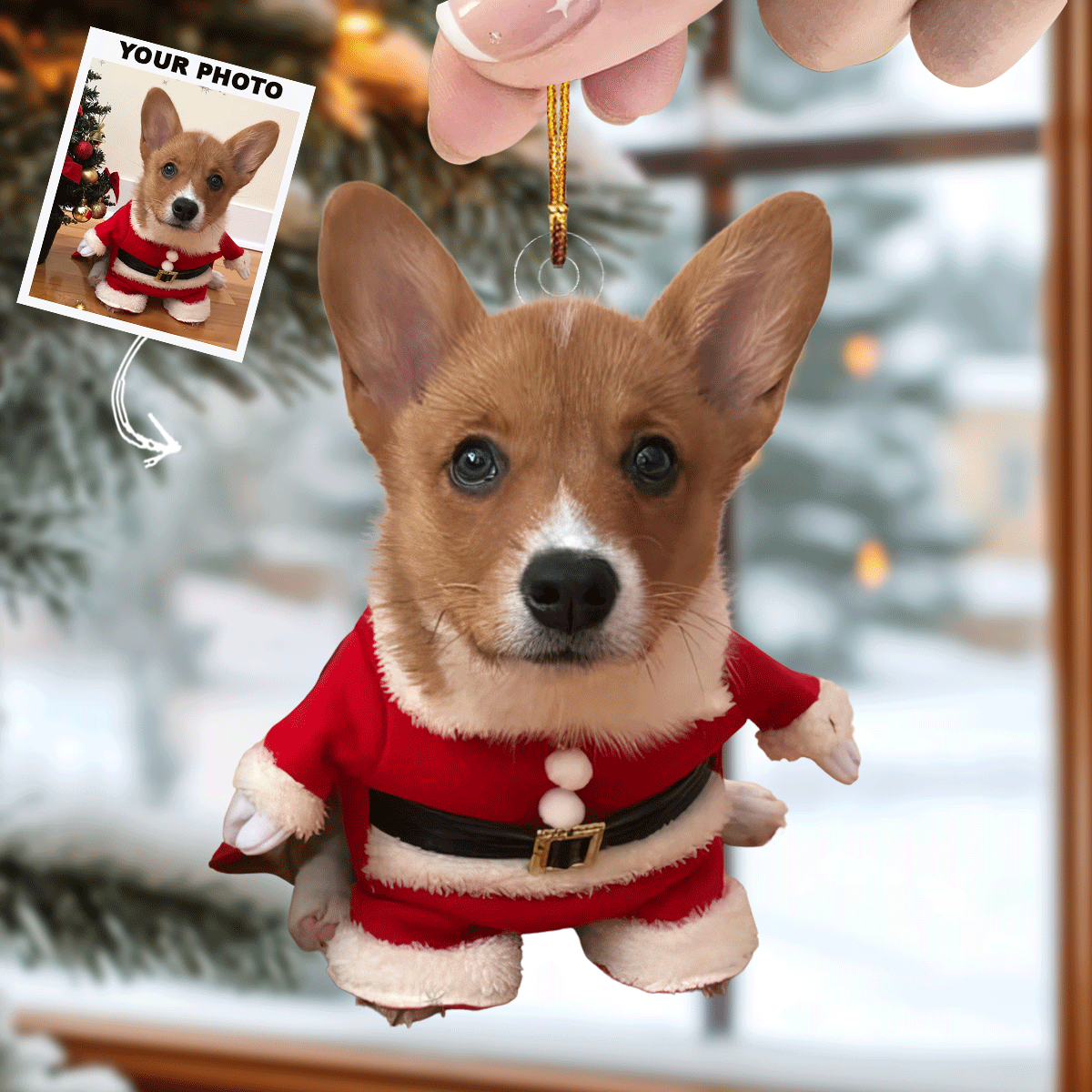 Festive Paws Personalized Mica Ornament Christmas Gift For Pet Lover Family Members