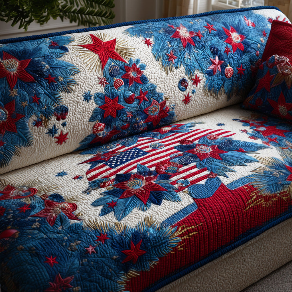 Festive Pine Pride Quilted Sofa Cover Living Room Decorations Patriotic Themed Gifts