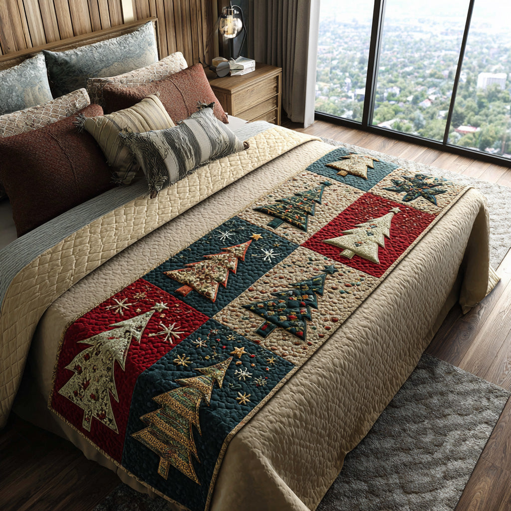 Festive Pines Quilted Bed Runner Christmas Bedroom Ideas Xmas Gifts For Family
