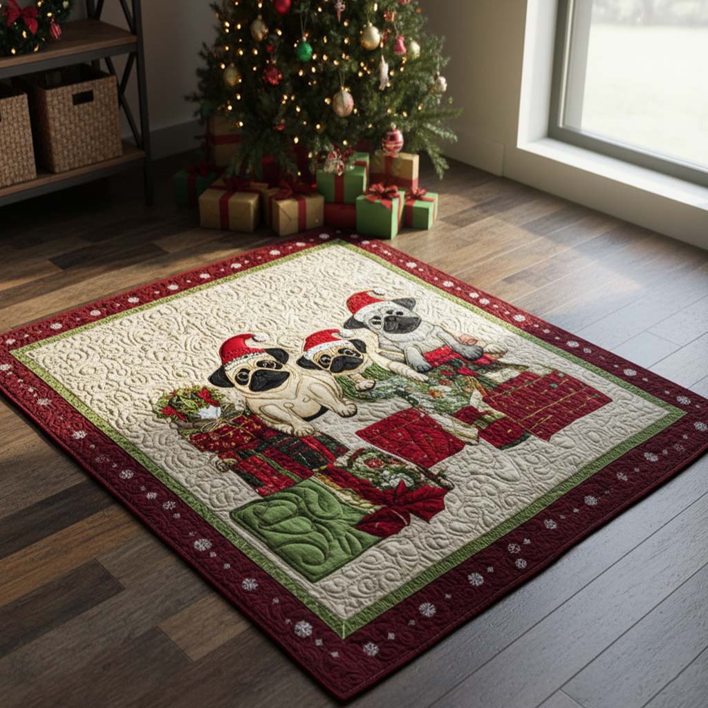 Festive Pug Trio Area Rug Entryway Ideas Great Christmas Ideas Presents