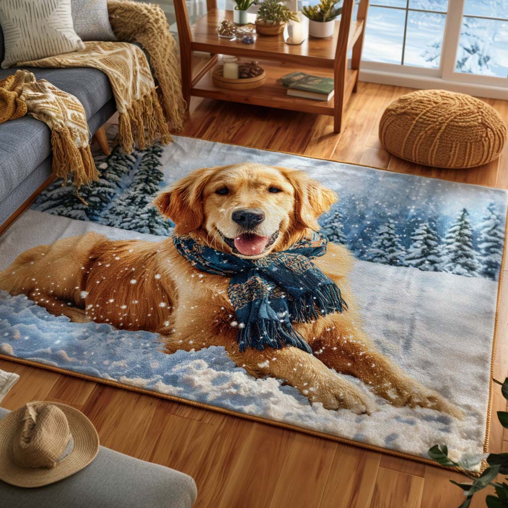Festive Pup Area Rug Modern Holiday Decor Good Presents For Dog Lovers