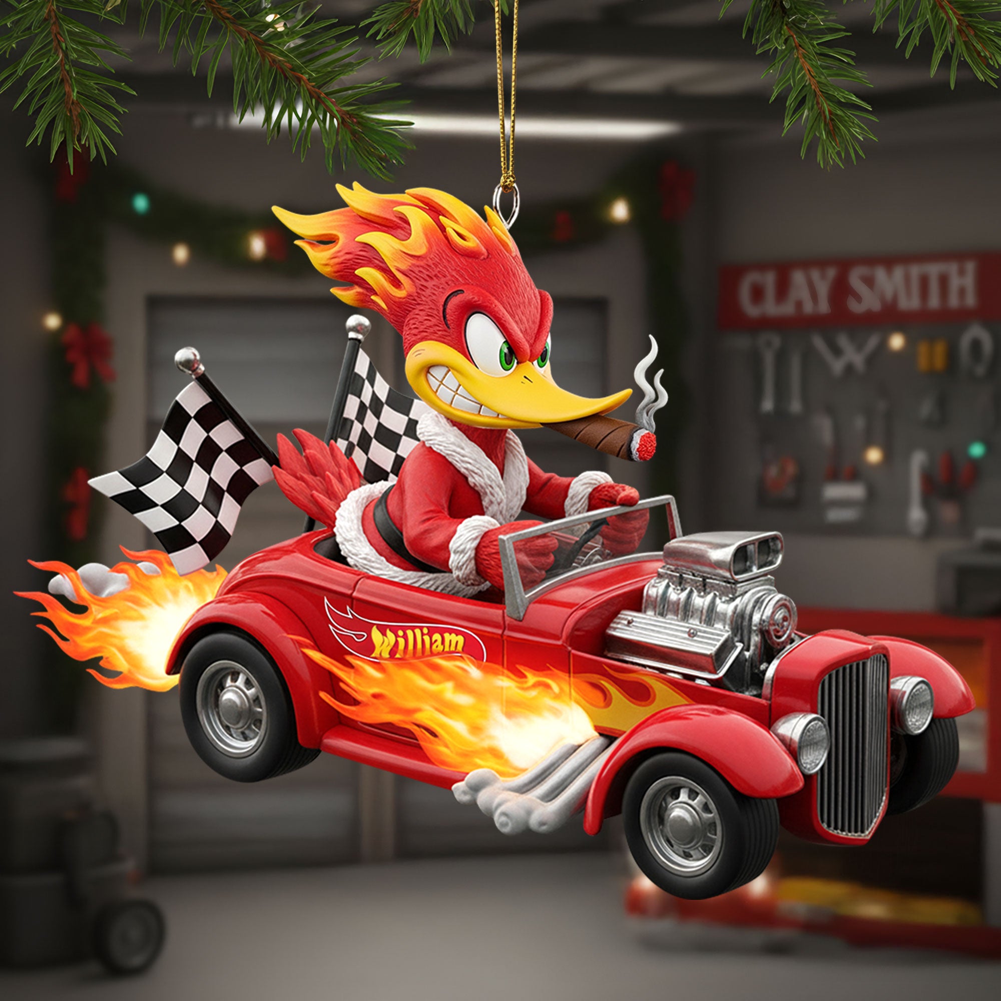 Festive Ride Hot Rod Ornament, Personalized Gifts For Hot Rod Lovers - Family Christmas Ornament Gift