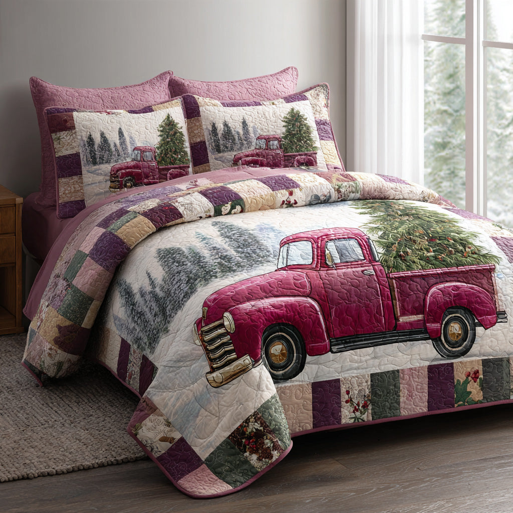 Festive Ride Quilted Bedding Set Holiday Duvet Sets Best Stocking Stuffers For Men