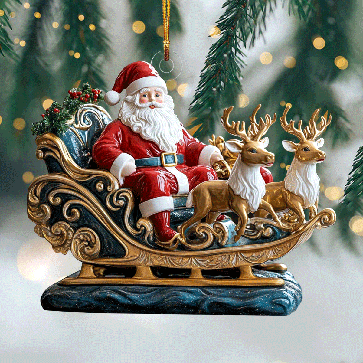 Festive Santa Delight Mica Ornament