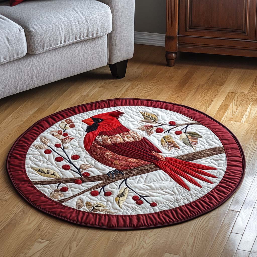 Festive Scarlet Circle Quilted Round Mat Entry Way Ideas Gifts For Hummingbird Lovers