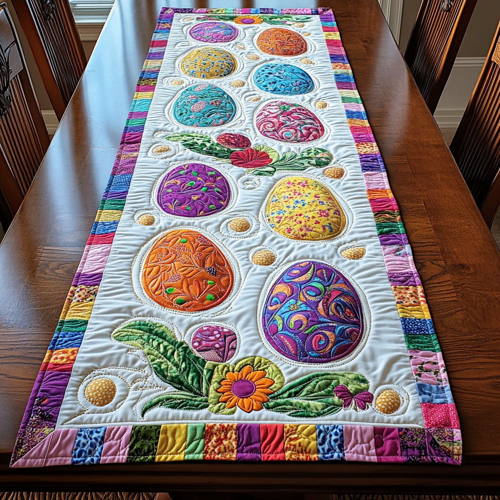 Festive Shells Quilted Table Runner Rustic Easter Table Decor Best Friend Birthday Gifts