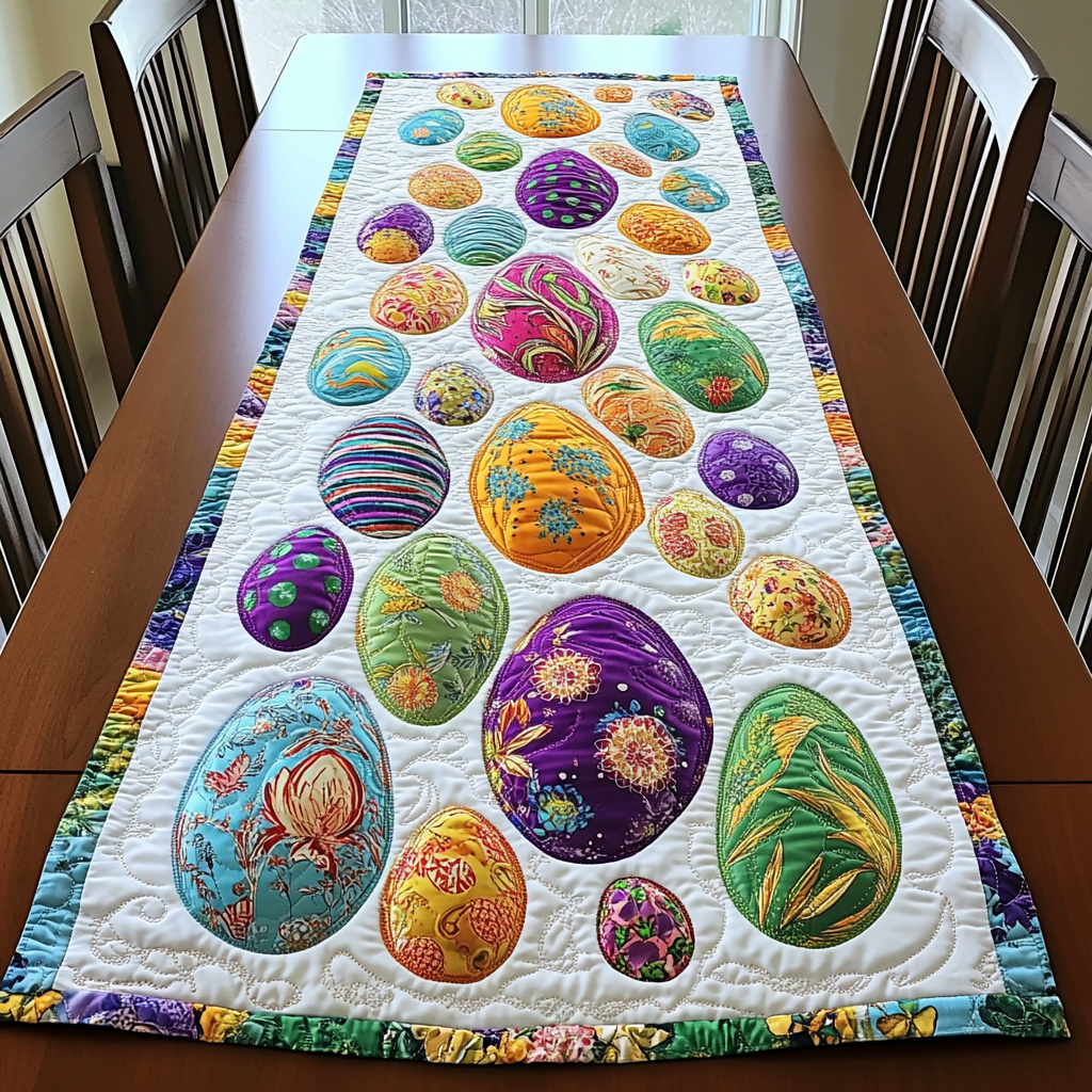 Festive Shells Quilted Table Runner Rustic Easter Table Decor Best Friend Gift Ideas