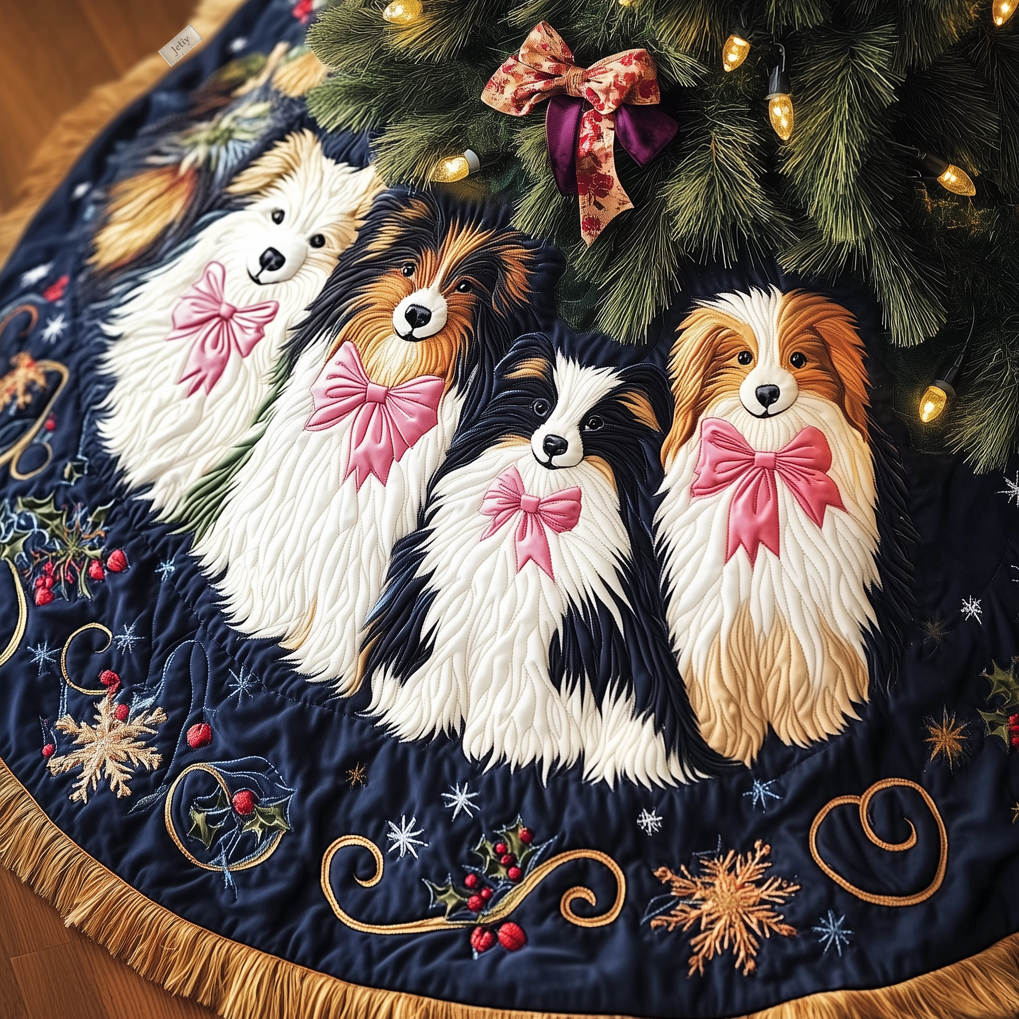 Festive Shetland Sheepdog Quilted Tree Skirt Perfect Tree Skirt Decoration Merch