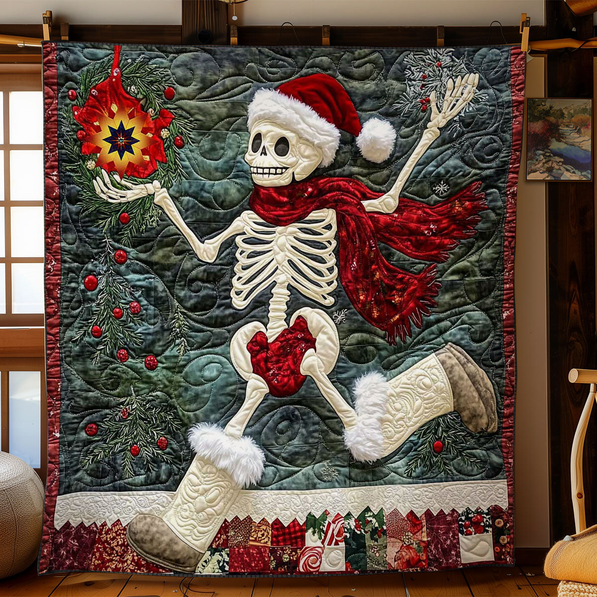 Festive Skeleton Groove Quilt Perfect Holiday Gift for Blanket Lovers
