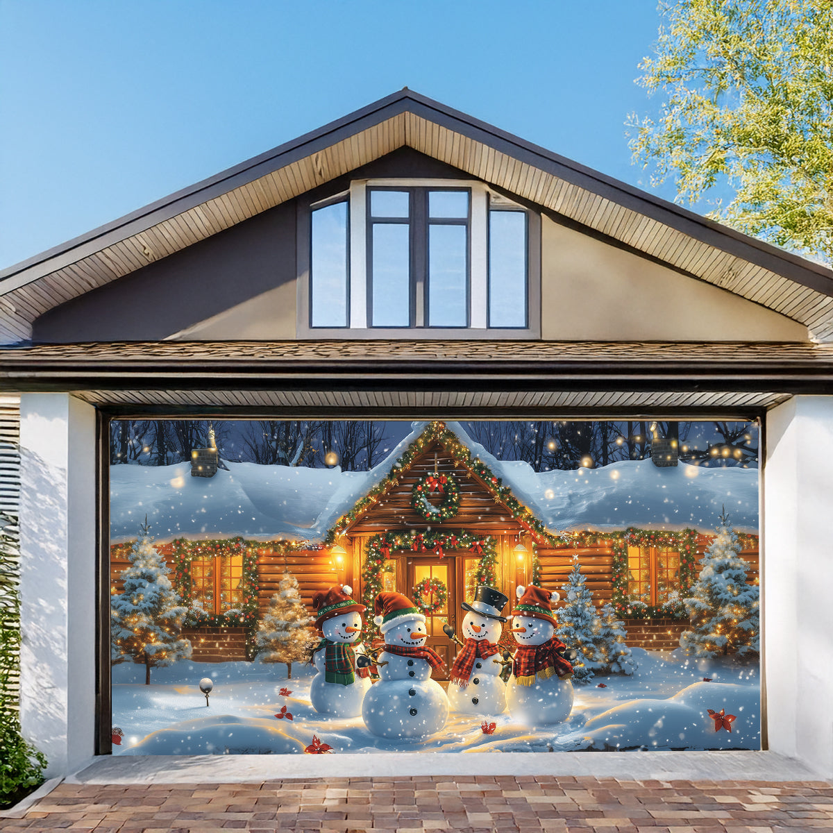 Festive Snowman Christmas Garage Door Banner Christmas Home Decor Snowman Xmas Presents