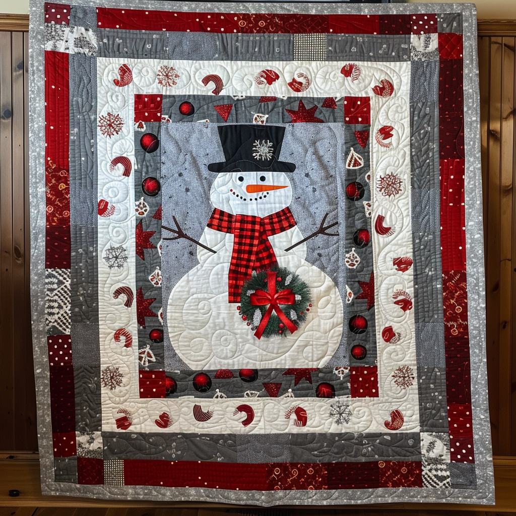 Festive Snowman Holiday Quilted Blanket Xmas Gifts For Men
