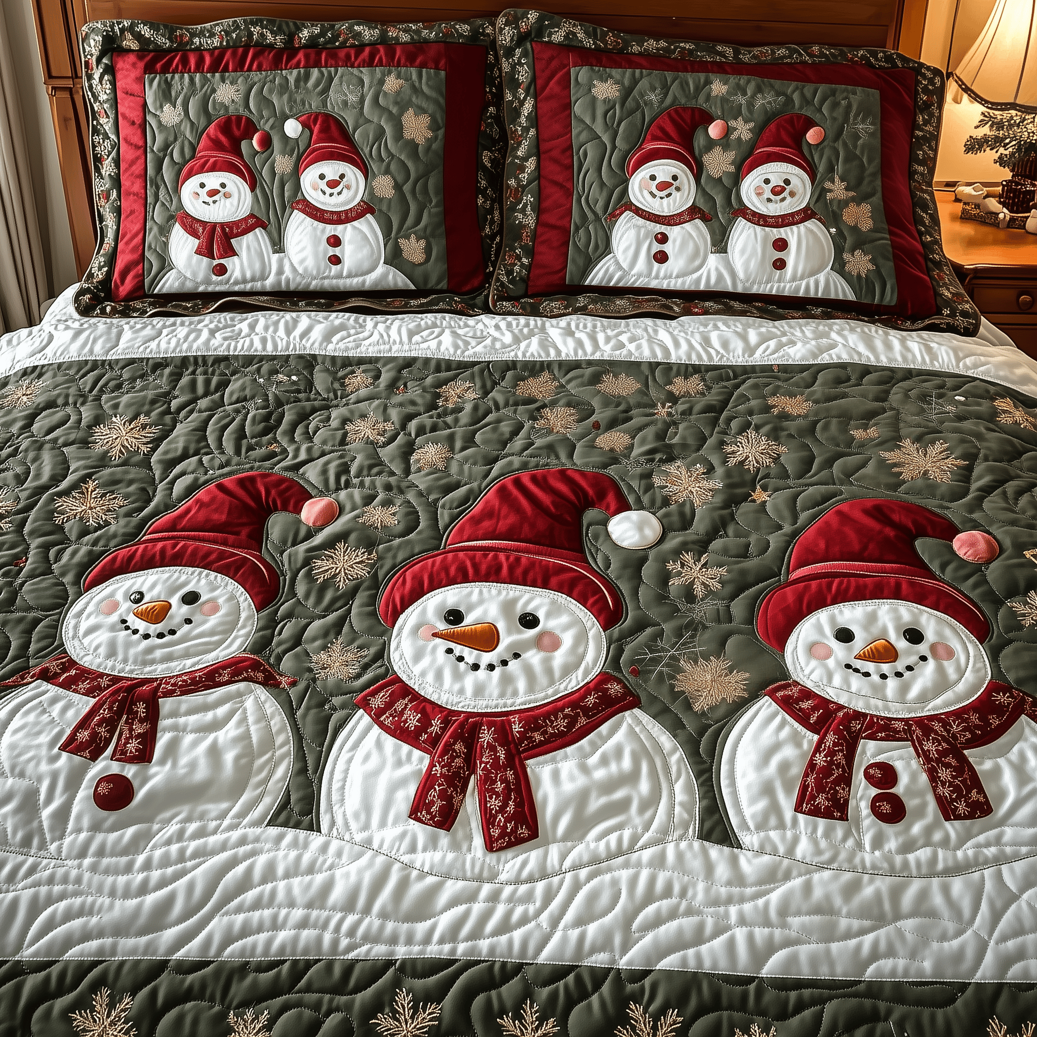 Festive Snowman Quilted Bedding Set Christmas Present For Daughter'S Boyfriend