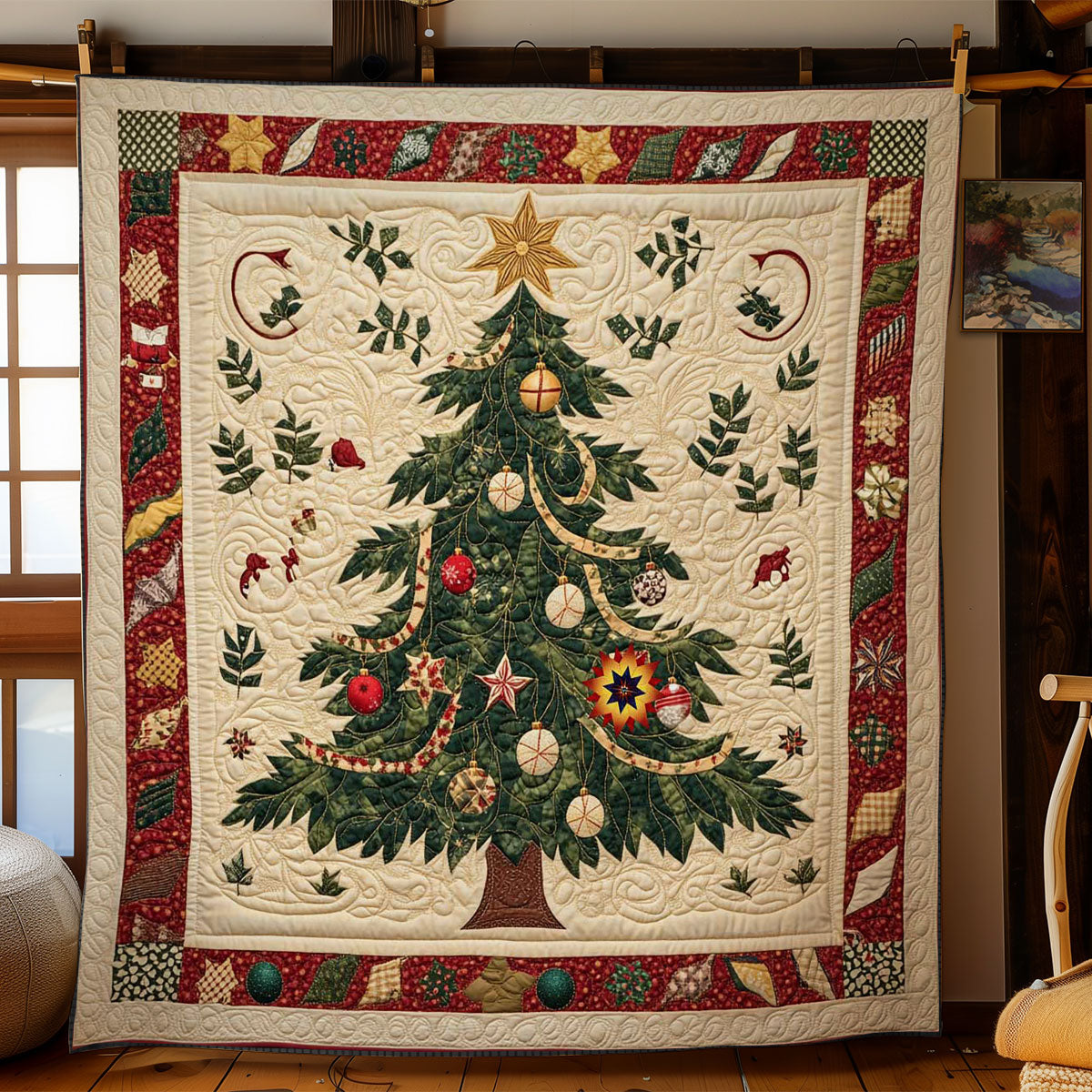 Festive Soccer Tree Quilt Elegant Quilt Blanket Gift for Housewarming