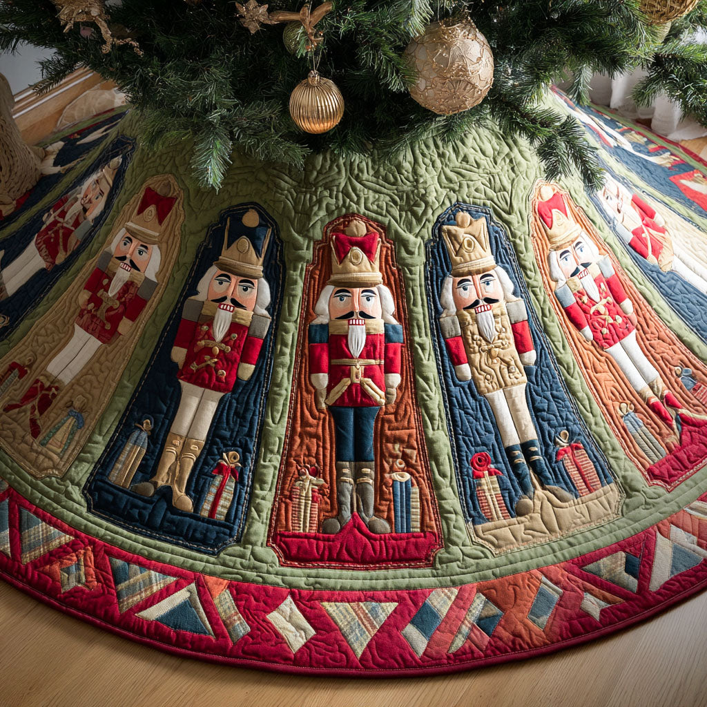 Festive Soldier Christmas Quilted Tree Skirt Soft Quilted Tree Skirt Gift for Comfortable Festive Home