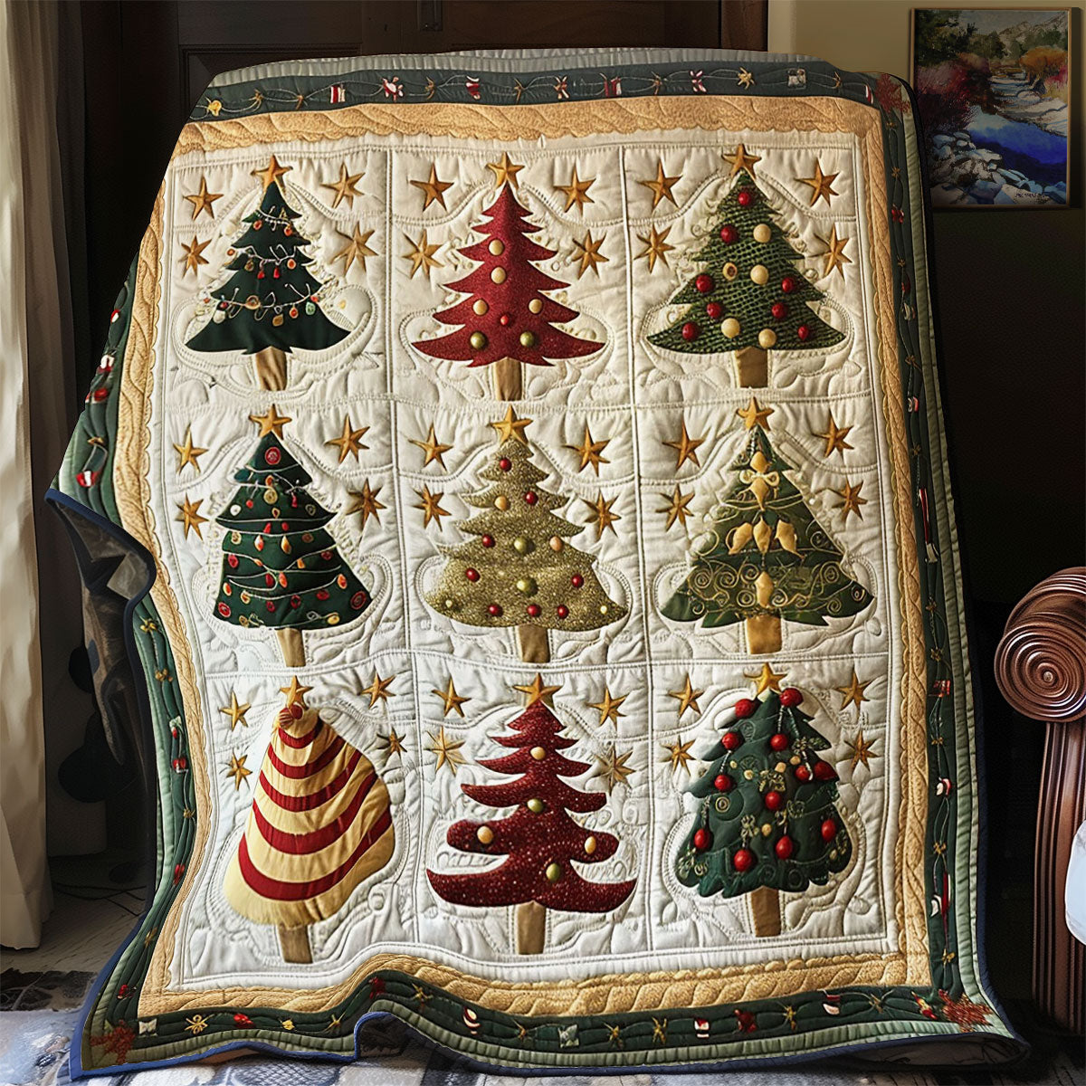 Festive Star Quilt Luxury Quilt Blanket Gift for Elegant Interiors
