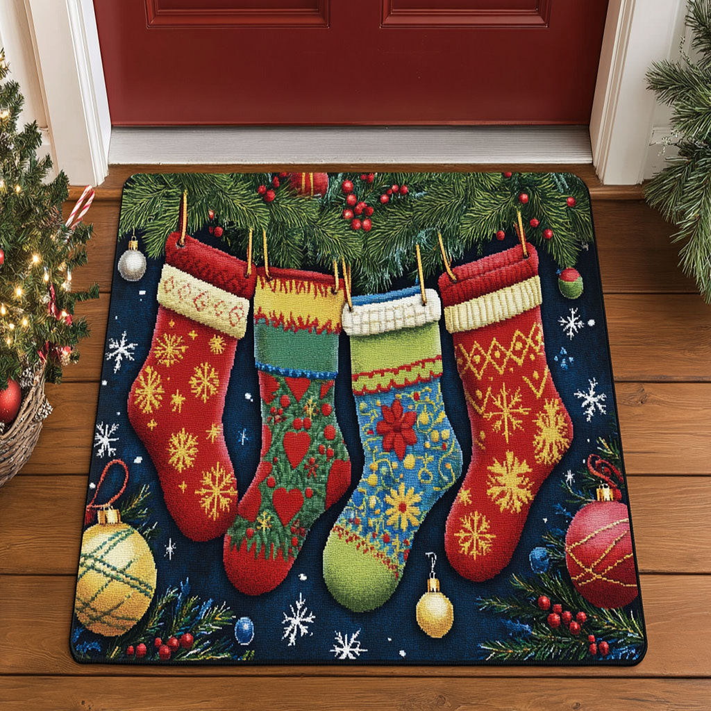Festive Stocking Doormat Best Gift For Friends and Family on Christmas Day