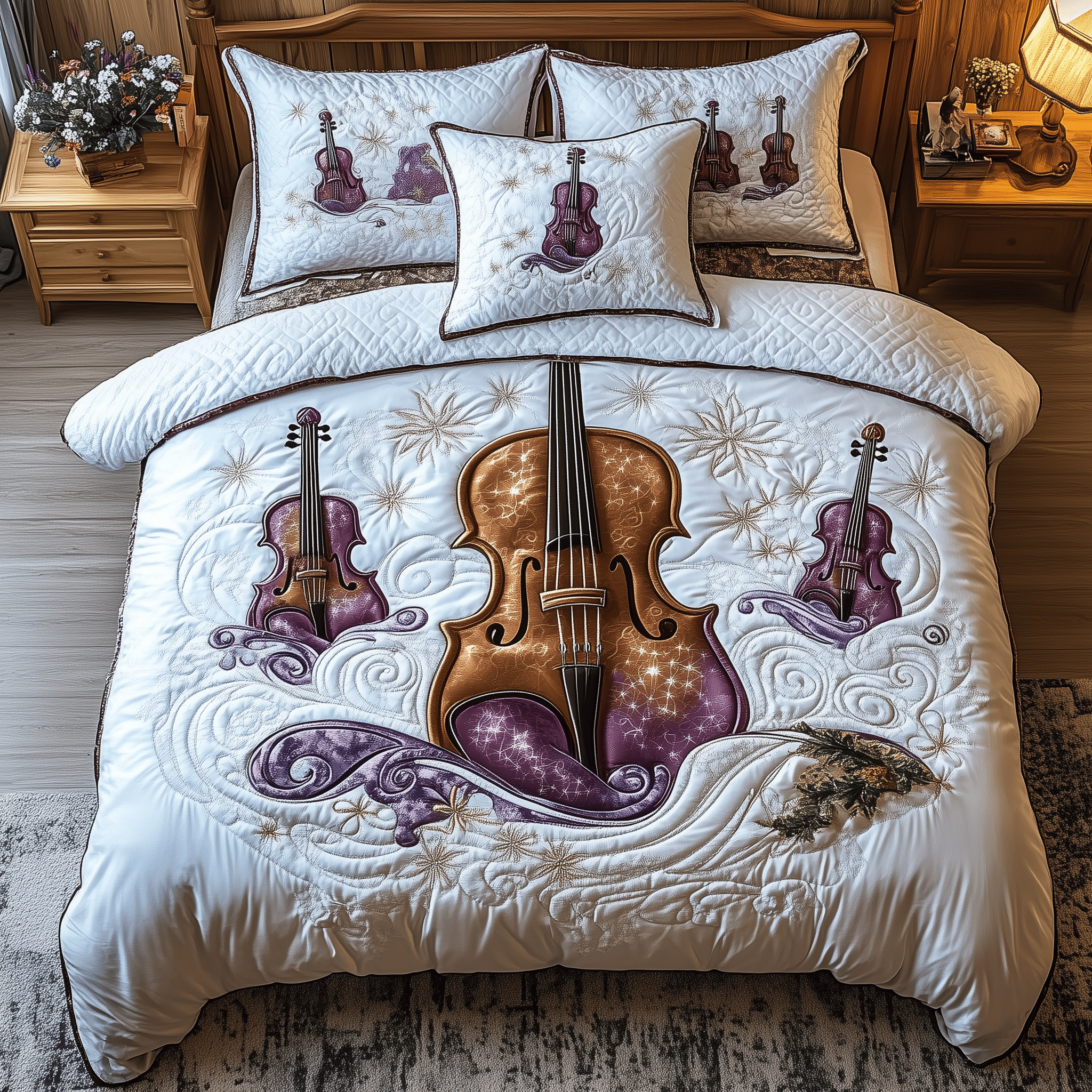 Festive String Quilted Bedding Set Christmas Bedding Set Christmas Gifts For Couples