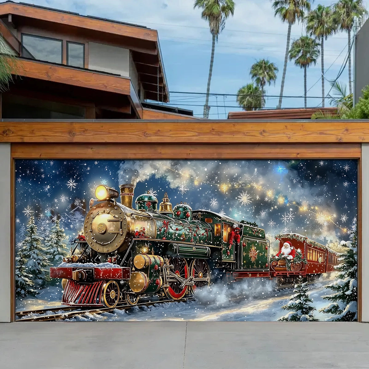 Festive Train Arrival Christmas Garage Door Banner Outside Decor Holiday Gift Ideas