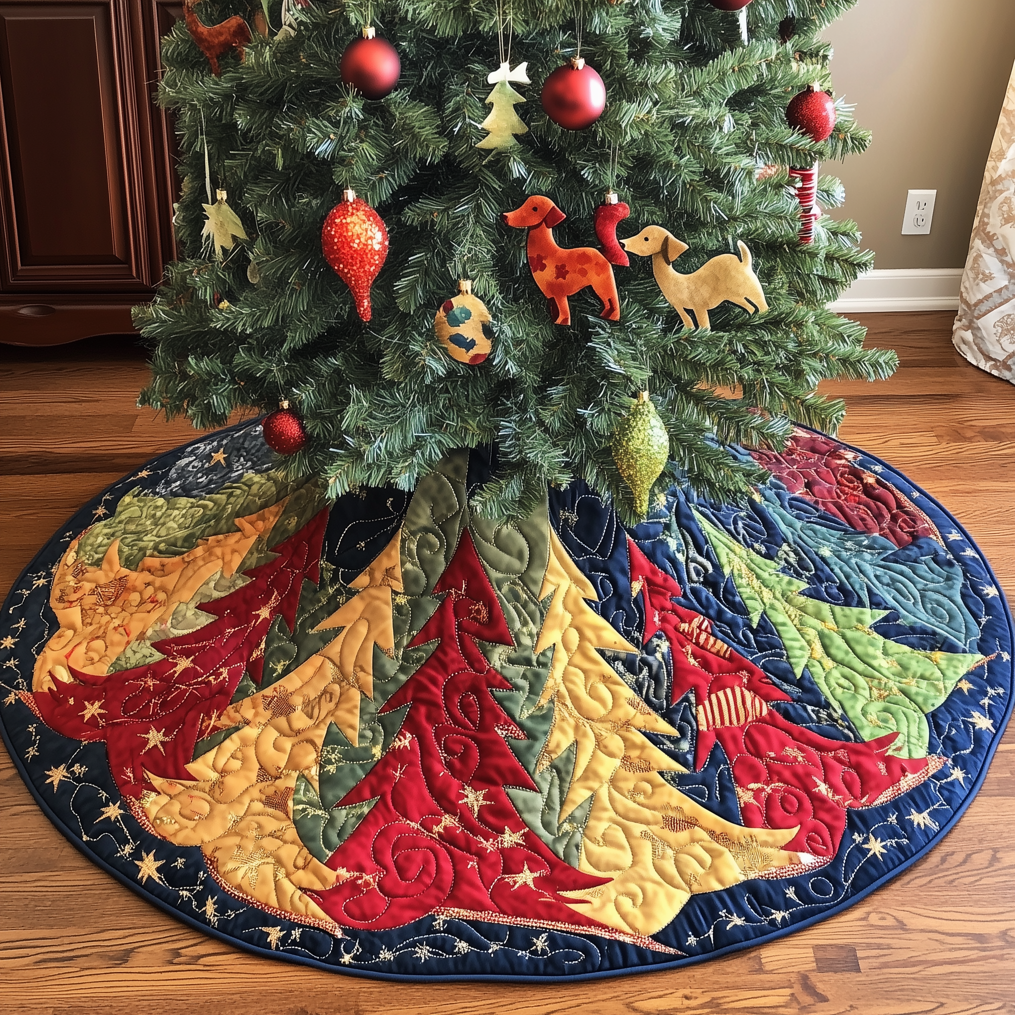 Festive Tree Christmas Quilted Tree Skirt Christmas Tree Skirt Best Christmas Gifts For My Wife