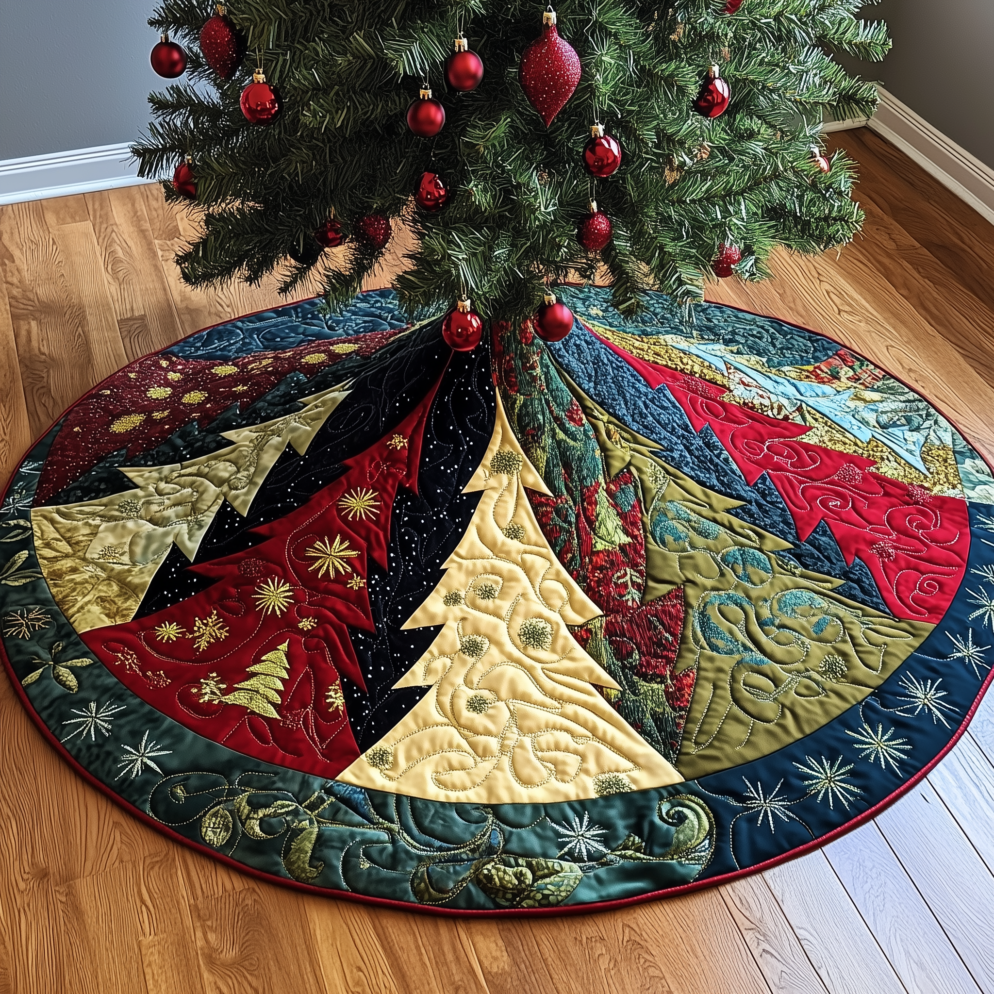 Festive Tree Christmas Quilted Tree Skirt Meaningful Anniversary Gift Merch