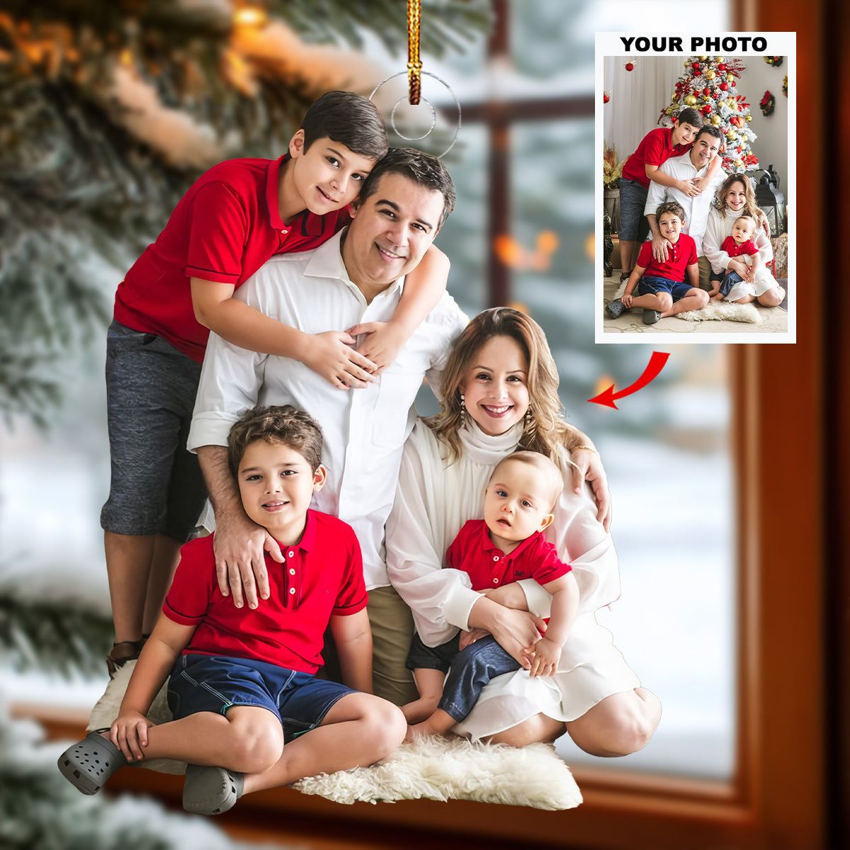 Festive Tree Love Personalized Photo Mica Ornament Gift For Family Family Members