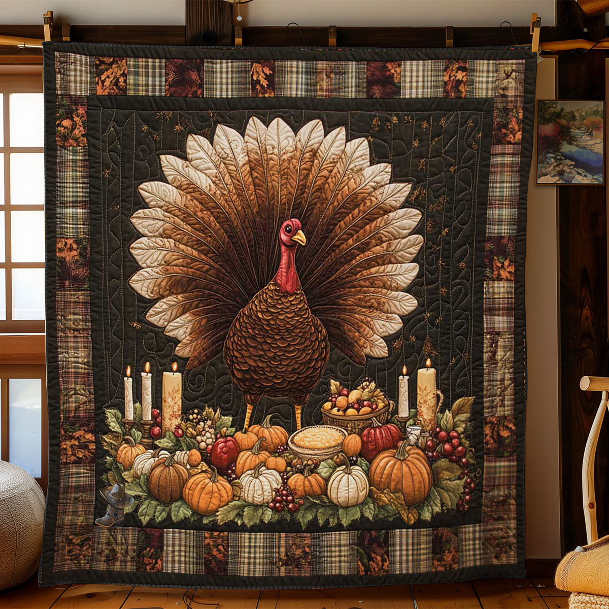 Festive Turkey Gathering Holiday Christmas Quilt Blanket Mother In Law Christmas Gift