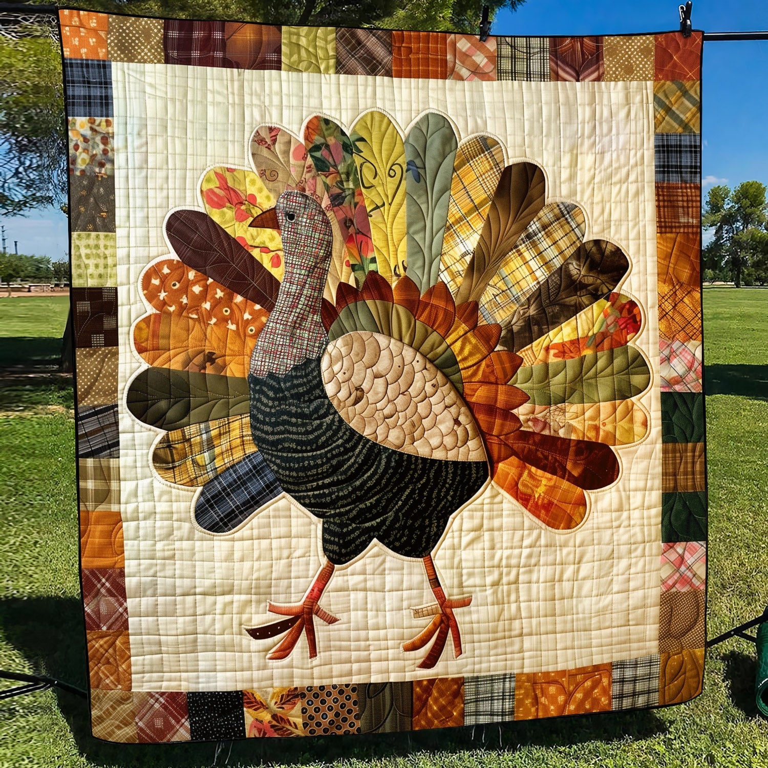 Festive Turkey Quilted Blanket Autumn Gift Ideas