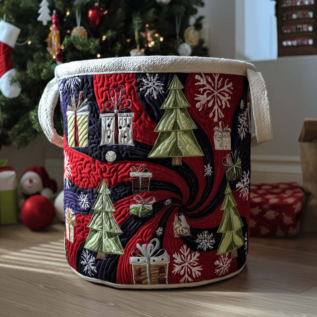 Festive Vortex Quilted Laundry Basket Home Essential Gift Quilted Laundry Basket with Style