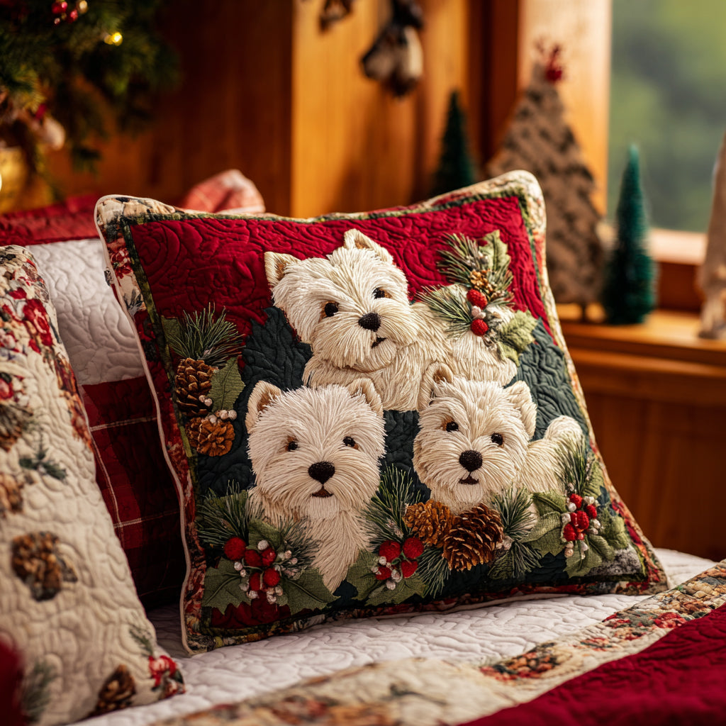 Festive Westie Quilted Pillow Case Christmas Cushion Covers Best Christmas Gift Ideas 