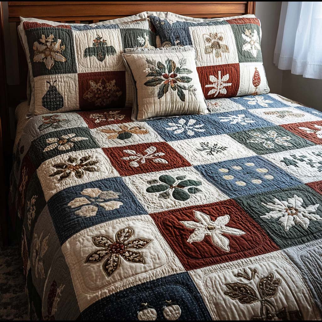 Festive Whispers Quilted Bedding Set Perfect Bedroom Gift Set to Show You Care