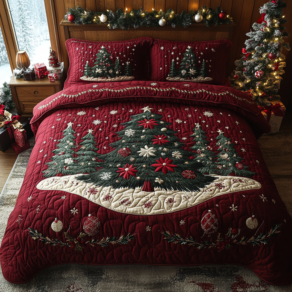 Festive Woods Quilted Bedding Set Holiday Duvet Sets Christmas Gift Ideas For Mom