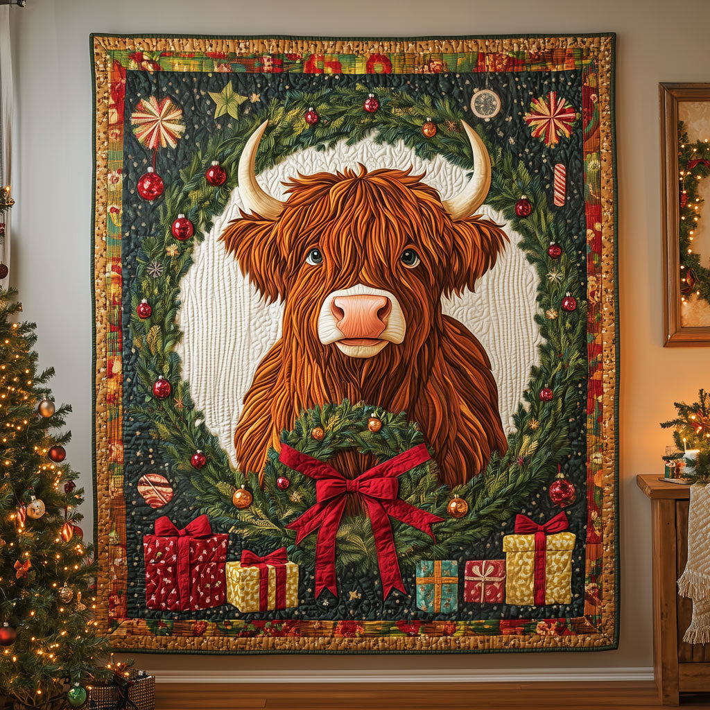 Festive Wreath Coo Quilted Blanket Queen Size Blanket Christmas Gifts For Employees